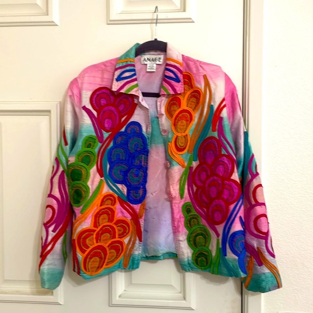 Anage Silk Jacket in Pinks  sz L